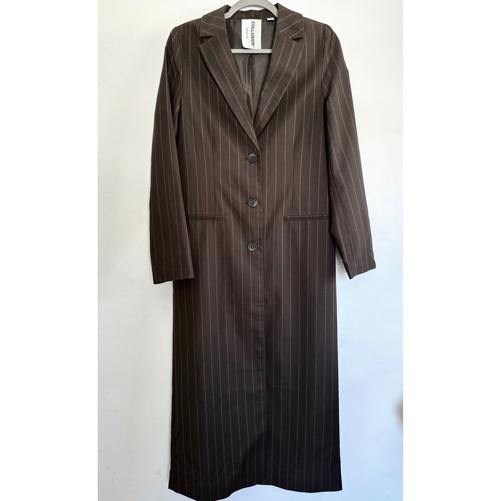 NWOT Collusion Pinstripe Maxi Blazer Coat ASOS Chic Elevated Capsule Preppy